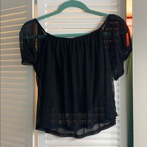 Black mesh top